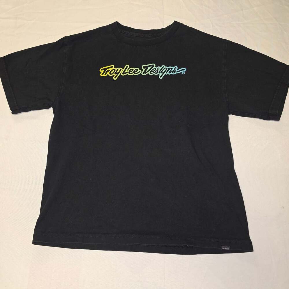 Troy Lee Designs Signature T-Shirt Size youth large Black Cotton Graphic